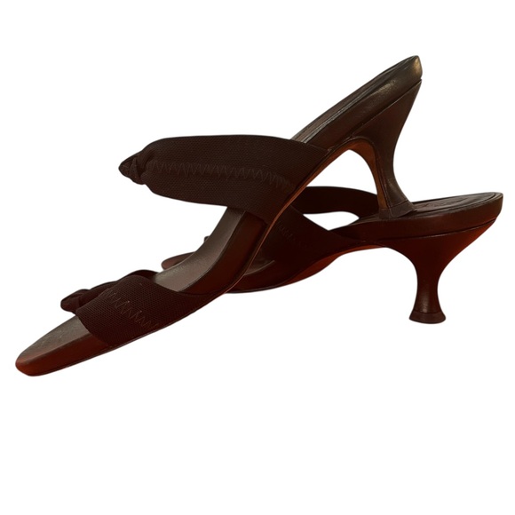 VTG Donald J. Pliner Black Double Nylon Stretch Knot Strap Kitten Heel Sandal - Picture 4 of 16